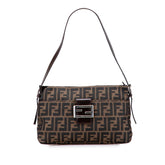 フェンディ ズッカ ワンショルダーバッグ 26566 ブラウン ブラック キャンバス レザー レディース FENDI 【中古】